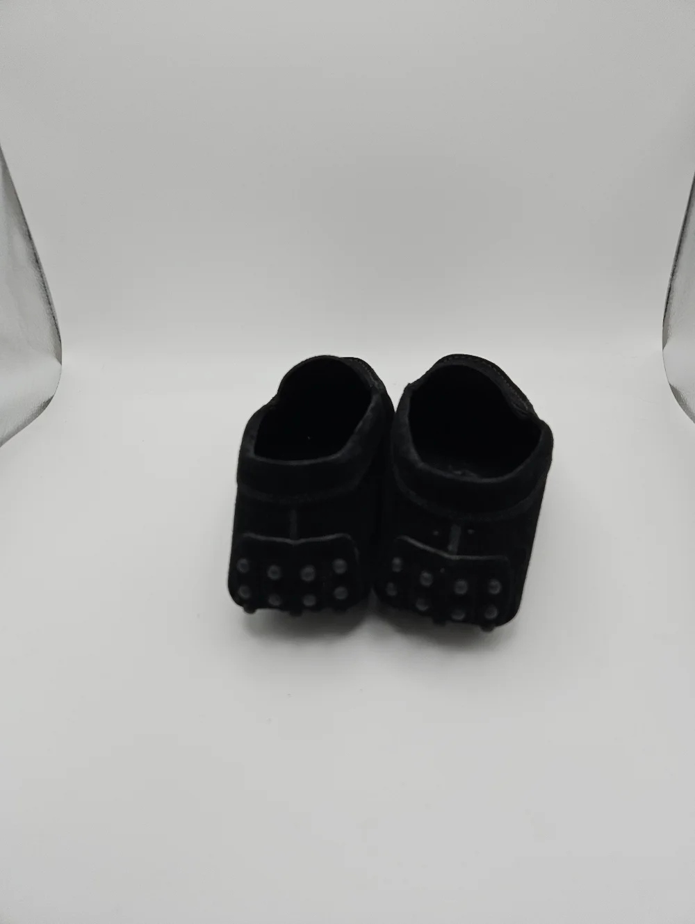 Tod's black suede Gommino driving shoes penny loafer size 37.5